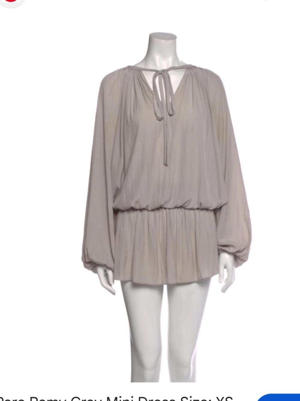 Ramy Brook Lace-Up Long Sleeve Women’s Top in Light Gray s/P